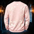 thumbnail image 4 of Mens Retro Fall Halloween Splatter Detail Graphic Cotton Blend Crewneck Sweatshirt Jack O Lantern Holiday Casual Long Sleeve Pullover Pink 3XL, 4 of 4