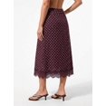 thumbnail image 6 of Brown Womens Summer Long Skirt With White Polka Dot Print And Lace Trim Hem Casual Party Skirt, 6 of 7