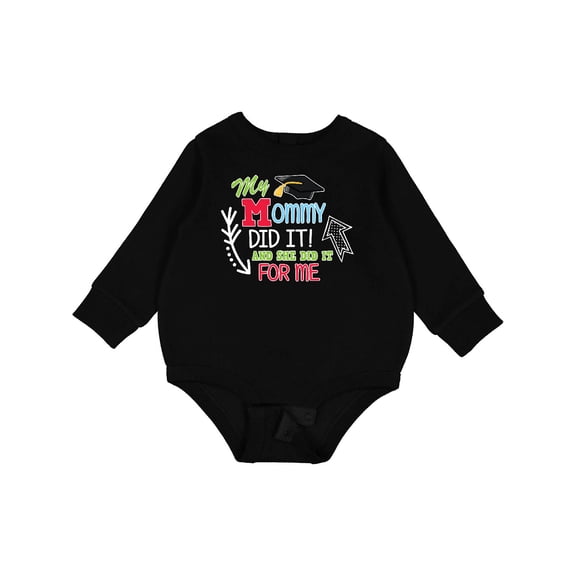 Inktastic My Mommy Did It and She Did It for Me with Graduation Cap Baby Fleece Bodysuit