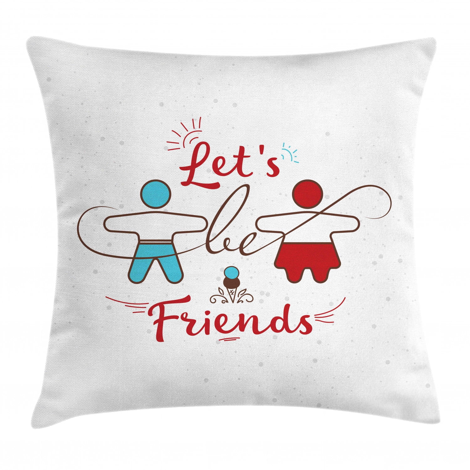 Best Friend Throw Pillow Cushion Cover, Let's Be Friends Lettering Cute