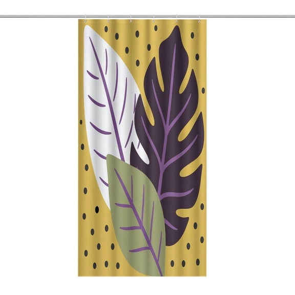 RKSupls Waterproof Shower Curtain, Leaves Trio Dot Yellow Polyester Shower Curtain with Hooks for Chic Elegant Home Bathtub Bathroom Decor Washable