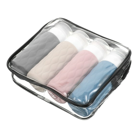 MLINS 4Pcs Silicone Travel Containers Jar For Toiletries Leak Proof Refillable Liquid Shampoo Conditioner Travel Essentials Toiletry Bottles With Carrying Case Assorted Color