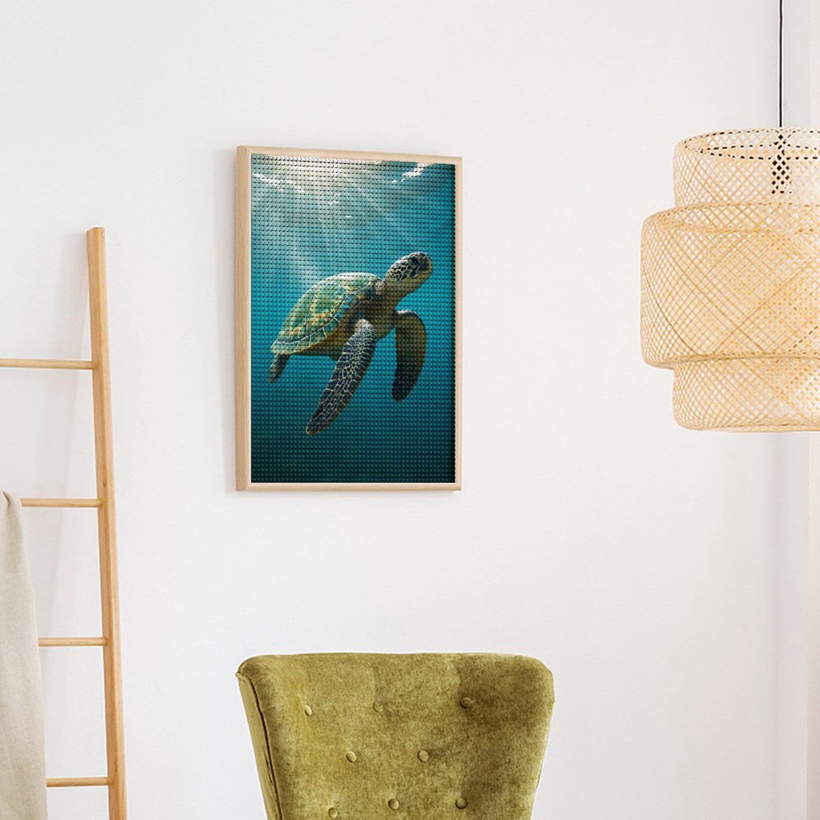 Diamond Art Kits for Adults, Sea Turtle Underwater Sunlight 5D Diamond Painting Kits for Adults Beginners, DIY Full Drill Diamond Painting, Gem Art and Crafts 12x16