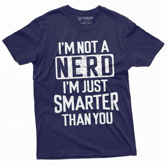 Men's Funny Nerd T-shirt Smart person Nerd funny saying humorous tee shirt science school Tee (Medium Navy Blue)