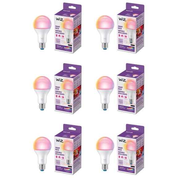 Open Box WiZ Connected LED 100-Watt A21 General Purpose Light Bulb, Frosted, Tunable White, Dimmable, E26 Medium Base (6-Pack)