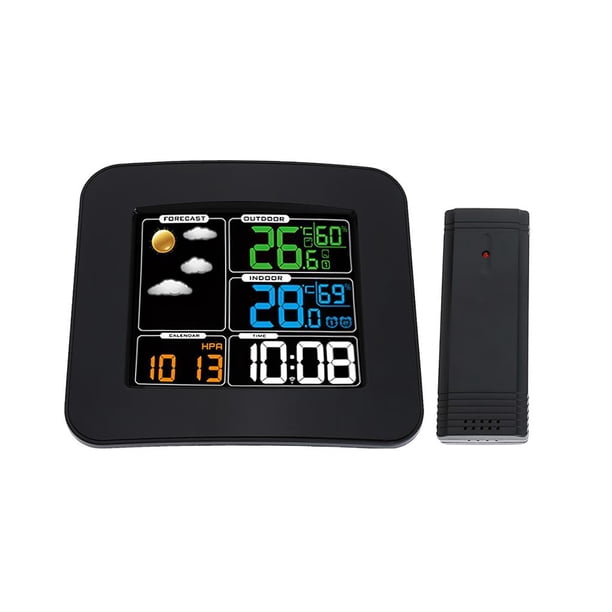 Higrómetro Inalámbrico Para Exteriores, Reloj Despertador, Medidor De Pantalla A Color De Humedad Digital, Barómetro Para El Jardín De La Cocina Del Hogar Inevent EL014155-02
