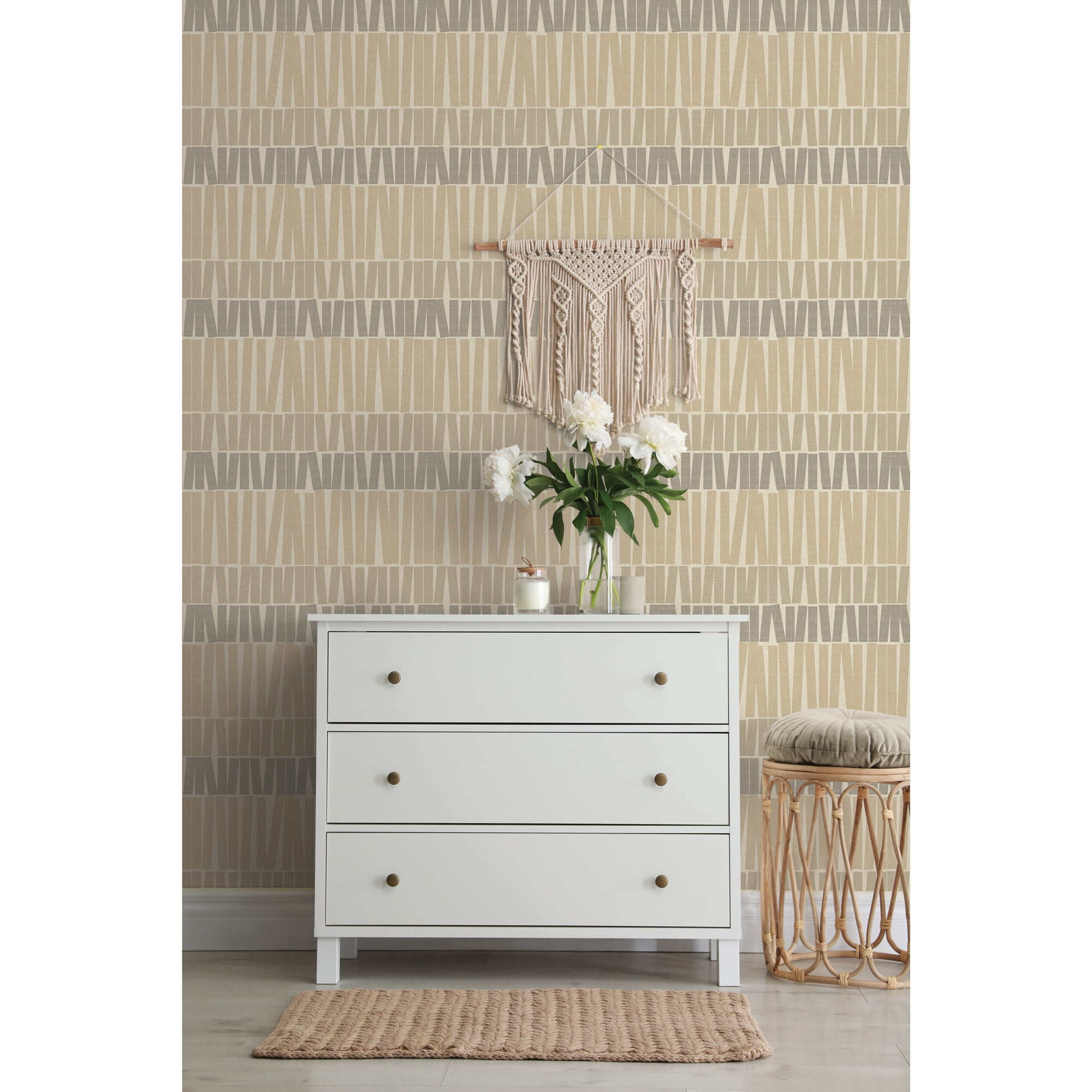 (2 pack) Better Homes & Gardens Neutral Gwen Stripe Peel and Stick Wallpaper, 20.5" x 18'