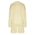 thumbnail image 6 of UAMVSH Women Sweatshirts and Sweat Shorts Two Piece Sets Soft Long Sleeve Pullover Tops Ladies Fall Casual Athletic Outfits(Medium,Beige), 6 of 7