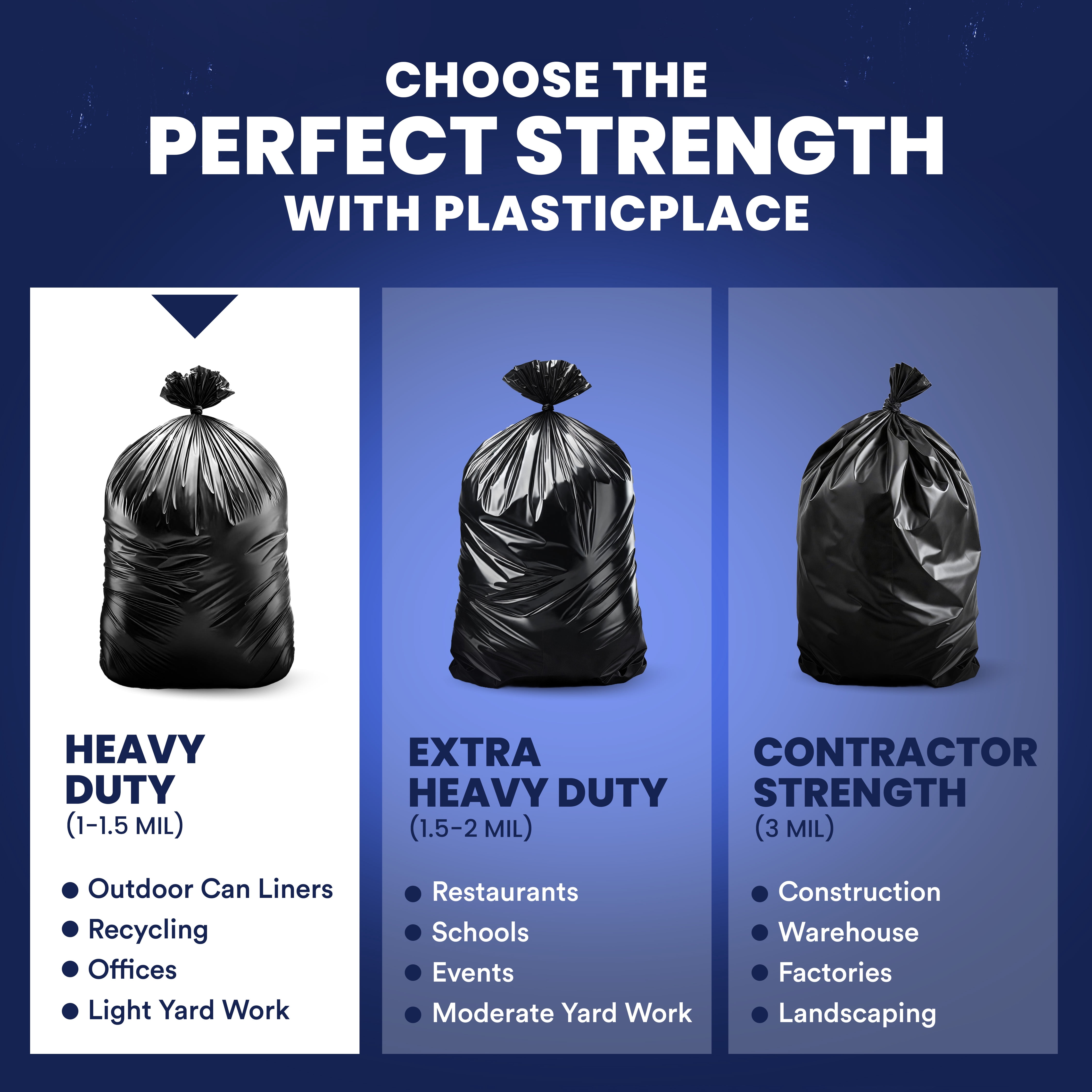 Plasticplace 55 Gallon Trash Bags │1.2 Mil │ 40" x 50" (100 Count), Black