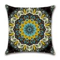 thumbnail image 4 of Juego de 4 Fundas de Almohada de Algodón 45 x 45 cm y Lino Estampado Hippie Bohemio Azul Mandala Flor Funda de Cojín Cuadrada para Cama Coche Hogar Sofá, 4 of 5