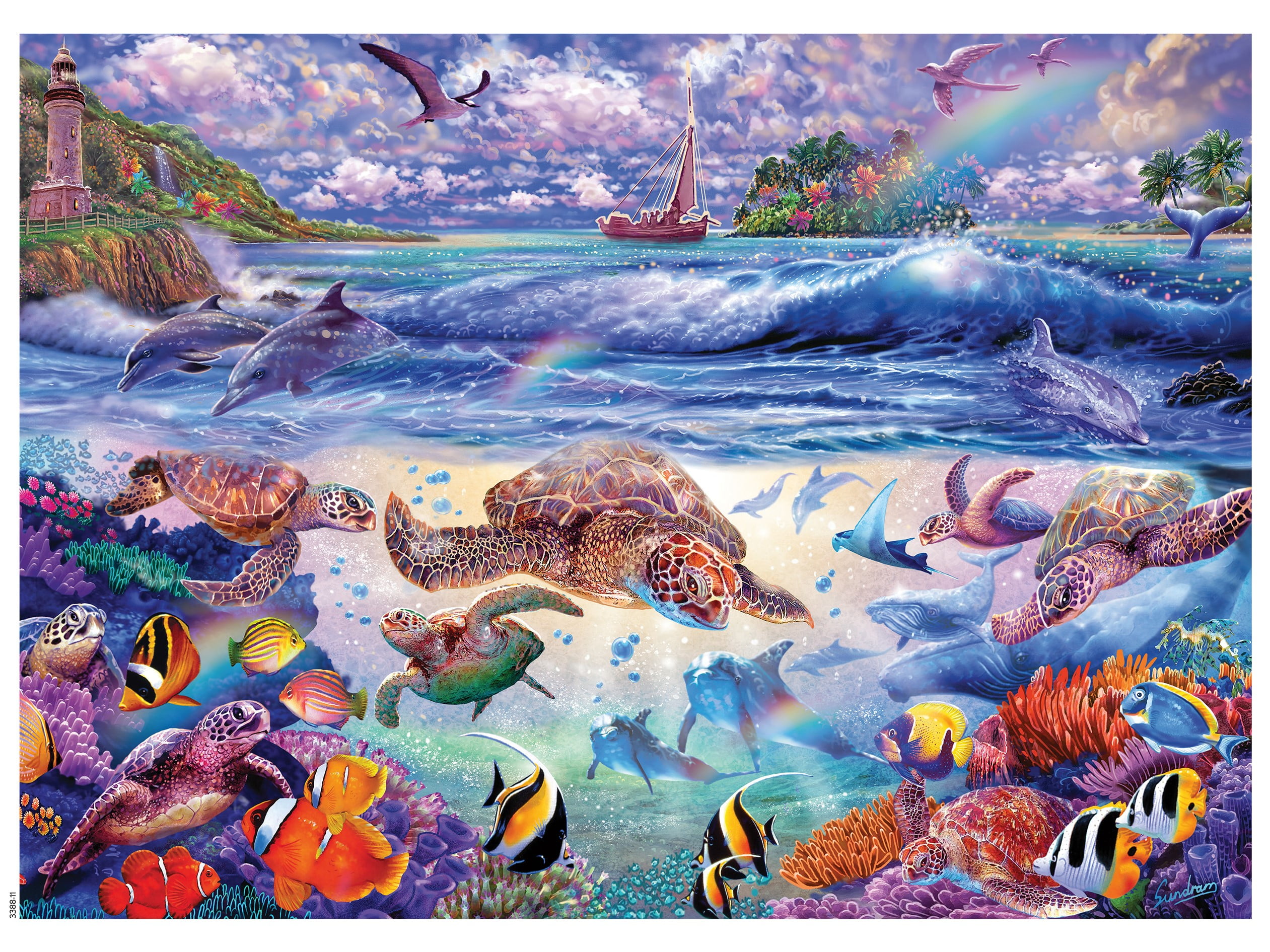 Ceaco 1000-Piece Ocean Magic Turtles Galore Interlocking Jigsaw Puzzle