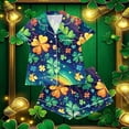 thumbnail image 5 of Fewfanhot Women's St. Patrick's Day Pajama Set, Printed Short Sleeve Button Down Top & Shorts, Soft Milk Silk Sleepwear, 5 of 6