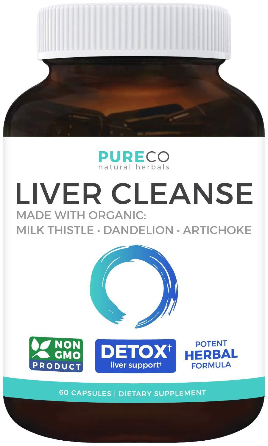 Pure Co Organic Liver Cleanse and Detox With Potent Milk Thistle