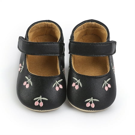 

Hirigin Baby Girls Fall Shoes Cherry Pattern Non-Slip First Walking Adorable Shoes