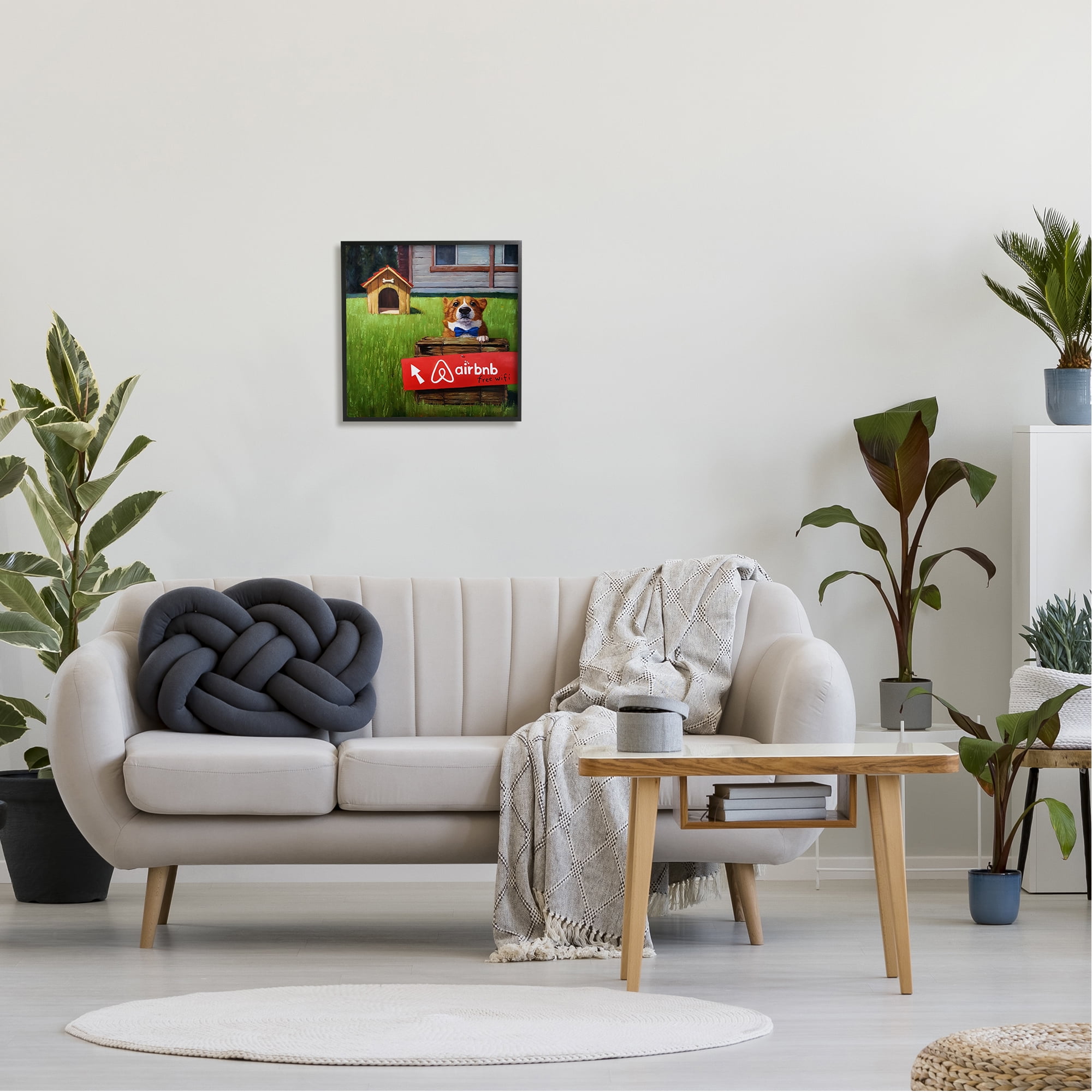 Stupell Industries Doghouse Rental Funny Bowtie Corgi Puppy Framed Wall Art, 17 x 30, Design by Lucia Heffernan