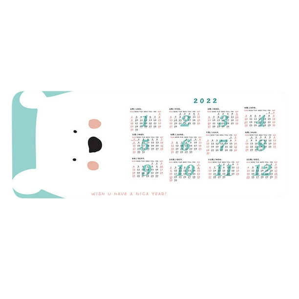 Alfombrilla de ratón 2022, alfombrilla de ratón de goma antideslizante rectangular con calendario para escritorio de ordenador, portátil, oficina