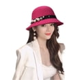thumbnail image 3 of Women's Bucket Hat, Structured Round Crown with a Medium Brim, Classic European Style for Fall Fashion, Travel and Sophisticated Sun Protection. Hot Pink, 3 of 4