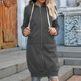 thumbnail image 2 of HAiming Womens Long Zipper Hoodies Coat Winter Drawstring Long Sleeve Warm Jacket Plus Size Casual Outwear with Pocket, 2 of 7