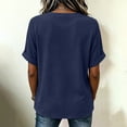 thumbnail image 7 of Women's V-Neck Top Baeitkot Women's Solid Color Casual V-Neck Short Sleeve Top Navy S, 7 of 7