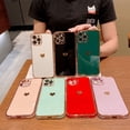 thumbnail image 5 of Compatible for iPhone XS MAX 6.5inch Case Plating Love Heart Phone Case, Fun Cute Side Small Pattern Soft TPU Airbag Anti-Fall Shockproof Camera Protective Electroplated Case -Pink, 5 of 5