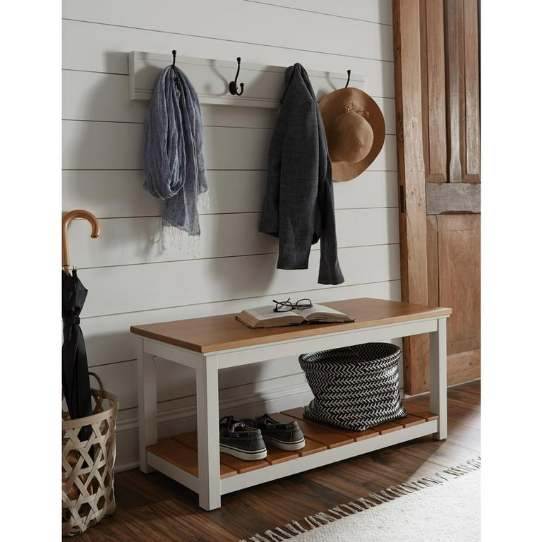 Alaterre Savannah Coat Hook with Bench Set Ivory