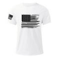 thumbnail image 4 of Txeol T-Shirt à Manches Courtes à Col Rond pour Homme avec Imprimé de la Fête de l'Indépendance, Chemise Mode Ajustée, Hauts à Manches Courtes pour Homme, Blanc, TG, 4 of 5