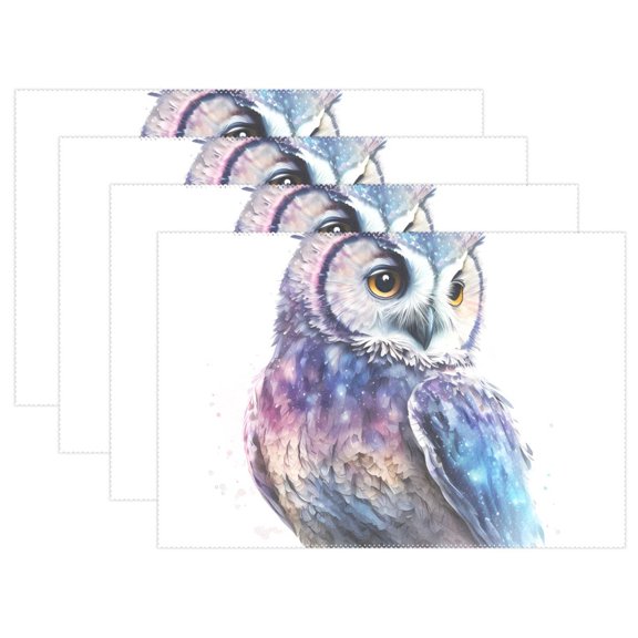 Colorful Owl 12×18 inch Placemats Heat Resistant Washable Foldable Rectangular Placemats Set Decoration Indoor Outdoor for Kitchen Dining Table 1PC
