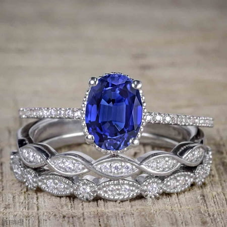 Jeenmata Besting 1 50 Carat Oval Cut Shire And Diamond Trio Besting 1 50 Carat Oval Cut Shire And Diamond Trio Wedding Ring Set In White Gold