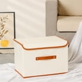 thumbnail image 5 of Unique Bargains Storage Cube Storage Bin with Handles Collapsible Storage Basket Beige M, 5 of 7