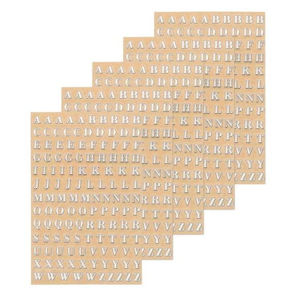 5 Sheets Letter Resin Stickers 3D Small A to Z Silver Alphabet Sticker Metallic Alloy Uppercase for Resin Nail 3mm