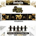thumbnail image 2 of 70th Birthday Table Runner Black Gold, NonSlip Dining Linen Cloth, Celebrate Men/Women 70 Years Old Anniversary Party Decorations, 72 Inches Long, 2 of 6