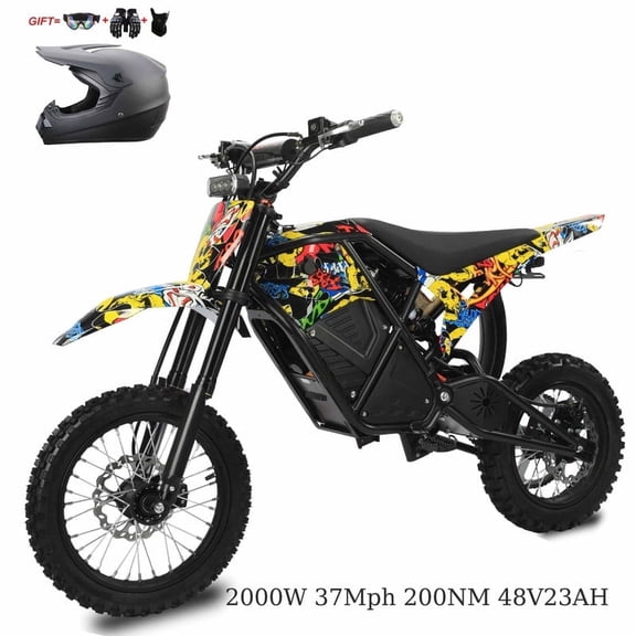 37MPH 3000W(Peak) Electric Dirt Bike for Teens & Adults,200NM Off-Road electric dirt bicycles ,48V23AH Removable Battery ,14"/12" Fat Tires, Hydraulic Brakes Mountain Trail Motorcycle for Ages 13+