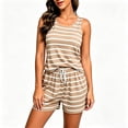thumbnail image 5 of Bovxnpu Womens Pajamas Set 2 Piece Loungewear Set Stripe Ice Silk Slvless Crew Neck Pajama Loose Sleepwear, 5 of 9