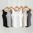 thumbnail image 4 of Elvqul Womens Tank Tops Cotton White Pullover Padded Crew Neck Basic Plain Sleeveless Tops, 4 of 5