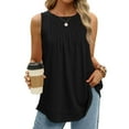 thumbnail image 2 of CheerKidz Women's Round Neck Pocket Sleeveless Tank Top Summer Casual Solid Color Lightweight Tee for Beach Yoga(Black,S), 2 of 5