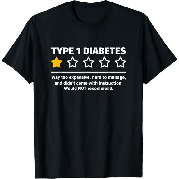 One Star Rating T-Shirt Type 1 Diabetes Recommended T1D Awareness