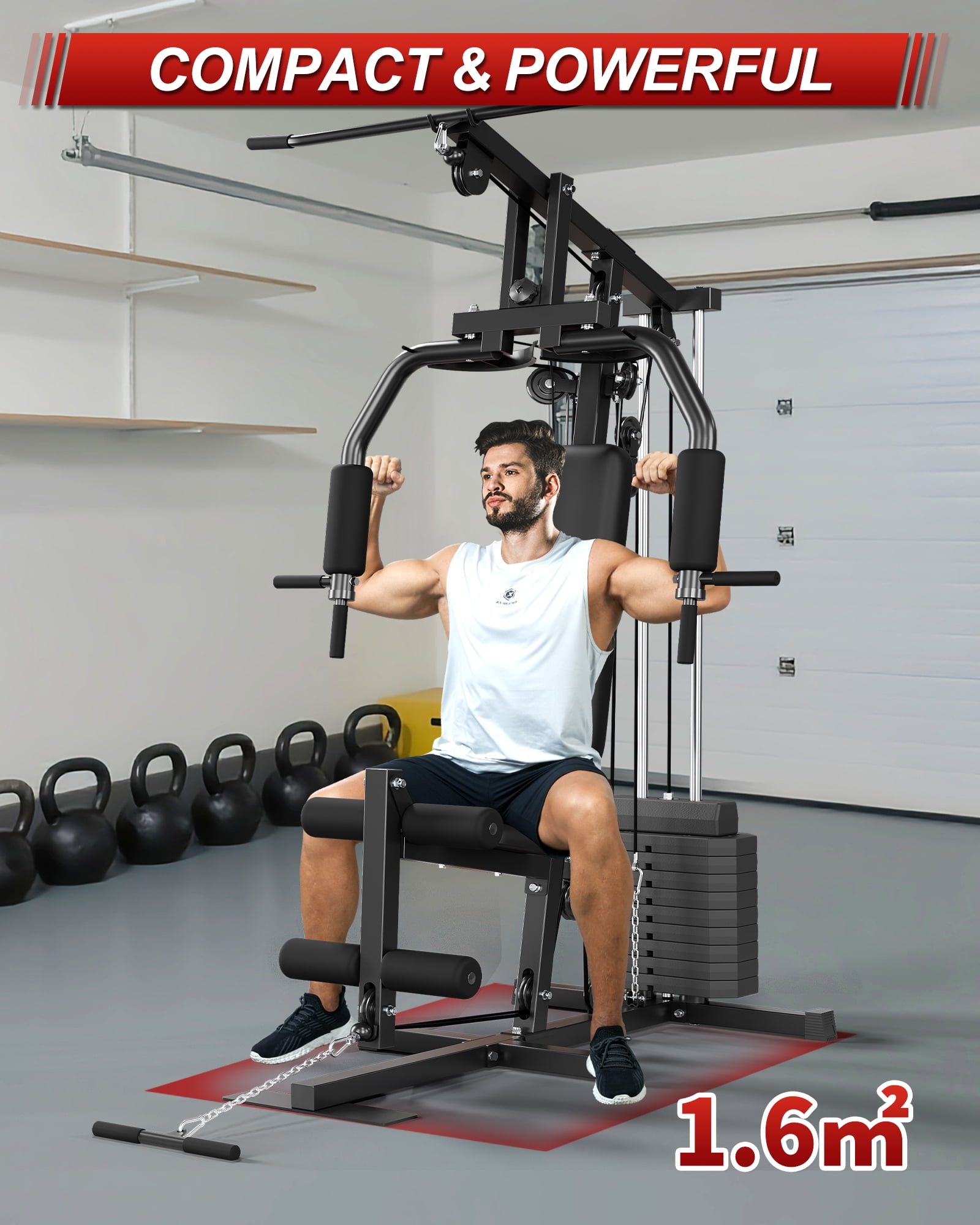 TEQIN Multifunction Workout Machine,Home Gym Equipment Workout Station, Smith Machine With 100lb Weight Stack, Leg Press, Lat Station For Full Body Training