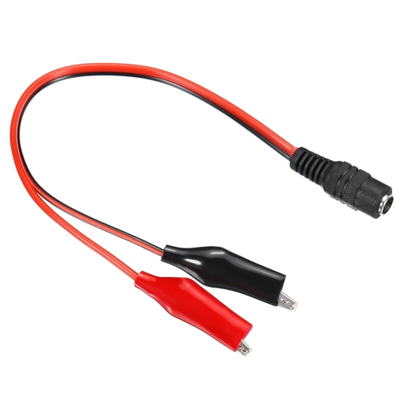 Uxcell 5.5 x 2.1mm DC Female Plug to Alligator Clip Connector Power Cable Black Red, 4Pcs