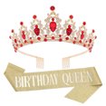 thumbnail image 4 of YAOMOBB Prom Queen Crown Birthday Party Etiquette Set Queen Crown Two piece Etiquette Belt with Letter Printed Long Ribbon, 4 of 7