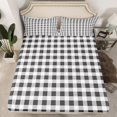 thumbnail image 2 of Feelyou Retro Grey Plaid Bed Sheets, Stripes Lines Buffalo King Sheets, 4pcs, 2 of 7