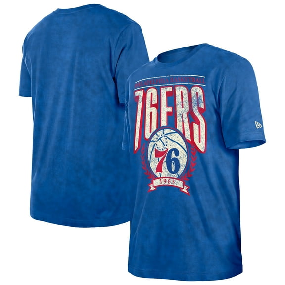 Men's New Era  Royal Philadelphia 76ers Throwback Vintage Boxy Mineral Wash T-Shirt