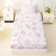 thumbnail image 4 of spefrowx Coquette Seashell Print Twin Sheets for Teens, Pink Bow Starfish Bedding, 3 Pieces, 1 Flat Sheet, 1 Fitted Sheet and 1 Pillowcase, 4 of 6