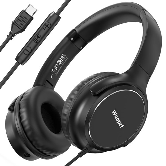 Auriculares Wuopzf USB C con micrófono externo con cable, control de volumen