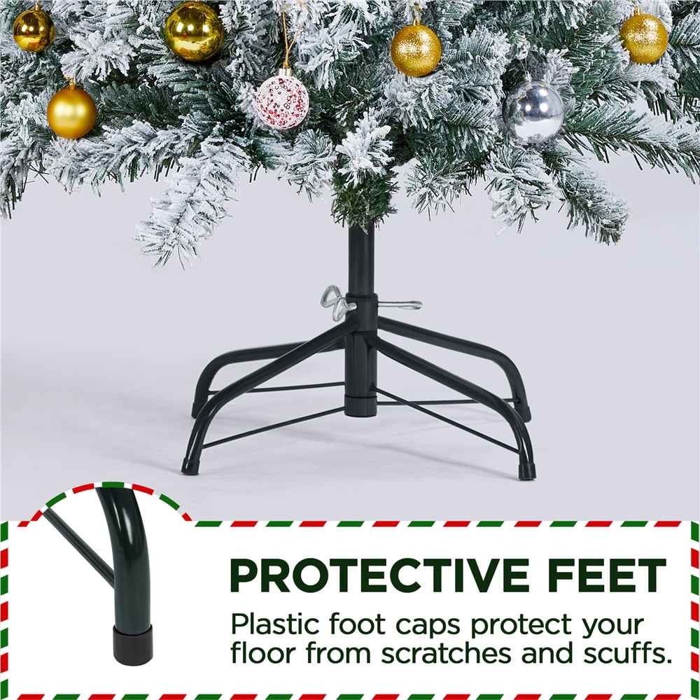 Alden Design 7.5 Ft Unlit Hinged Artificial Spruce Slim Christmas Tree, Frosted White