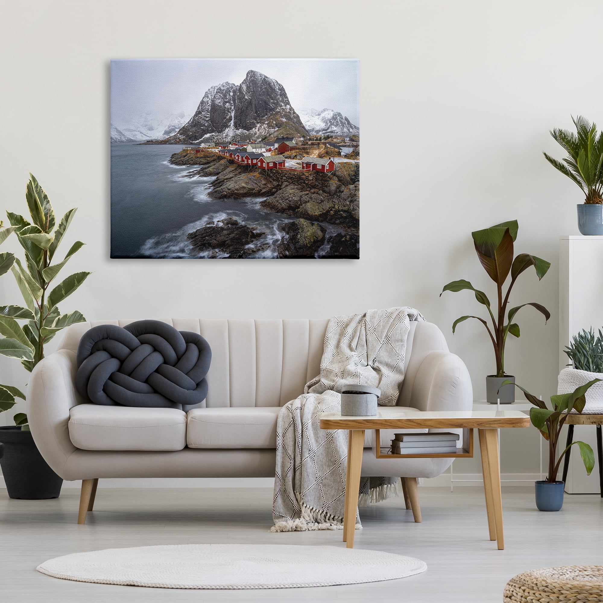Stupell Industries Cliffside Nautical Town Landscape Photography Gallery Wrapped Canvas Art Print Wall Art, 48 x 36