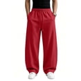 thumbnail image 6 of Men's Baggy Sweatpants Wide Leg Lounge Cotton Jogging Pants Elastic Waist Joggers with Pockets XL, 6 of 7