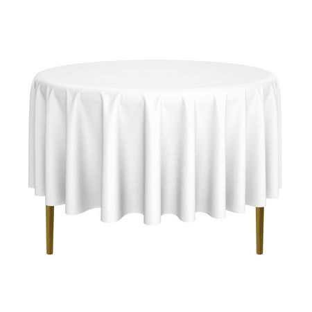 Color White China lann's linens - round premium tablecloth for wedding / banquet / restaurant - polyester fabric table cloth (multiple colors & sizes) ()