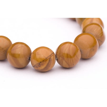 Jasper Round Beads Round - Shaped Wood Grain Jasper Beads Semi Precious Gemstones Size: 10x10mm Crystal Energy Stone Healing Power for Jewelry Making ()