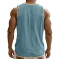 thumbnail image 6 of KeShDi Henley Tank Tops Loose Tank Tops Men's Solid Color Sleeveless Round Neck Button Casual Sports T-shirt Top Sky Blue M, 6 of 8
