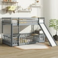 thumbnail image 3 of DreamBuck Bunk Bed Twin over Twin with Slide, Wood Twin Bunk Bed with Removable Safety Fences and Ladder, Junior Bunk Bed for Teens, Low Bunk Bed for Bedroom, Noise-Free, Gray, 3 of 8